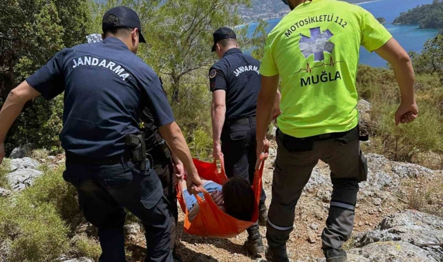 Kayaköy'de yürüyüş yaparken düşen İngiliz turist hastaneye kaldırıldı