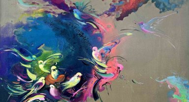 Kuşların şarkısında renkler temalı resim sergisi