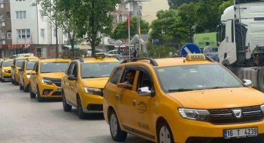 Mudanya'da taksiciler ve minibüscülerden protesto konvoyu