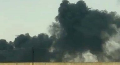 Nusaybin ilçesinde kuru otların olduğu alan ve sınır hattında ekili buğday küle döndü