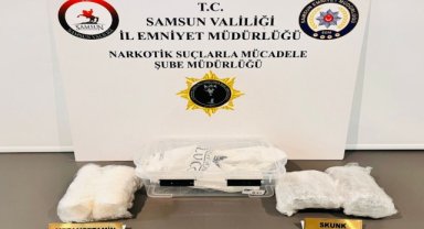 Samsun'da yolcu otobüsünde 1,5 kilogram uyuşturucu ele geçirildi
