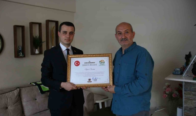 Şehit ailesine şükran belgesi