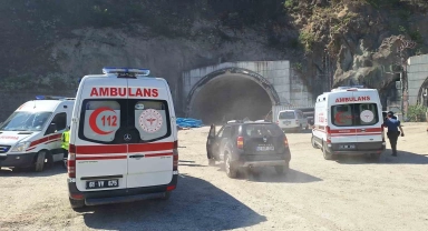 Trabzon'da tünel inşaatında iskele çöktü: 1 işçi yaralandı