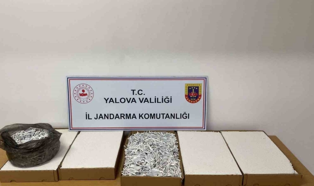 Yalova'da 35 bin adet dolu makaron ele geçirildi