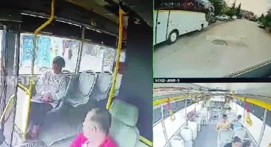 Yaşlı kadının otobüsün altında kaldığı anlar kamerada
