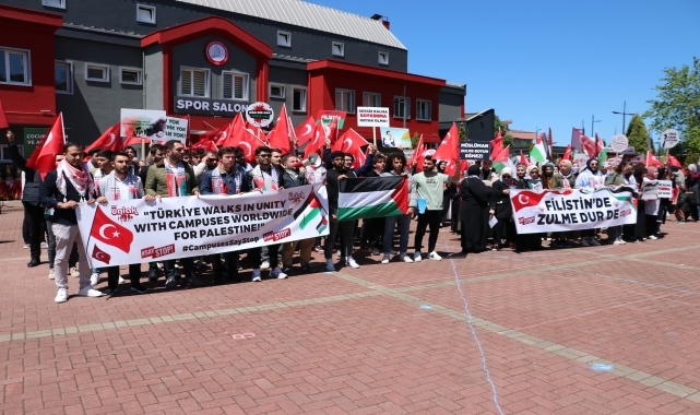 Zonguldak'ta üniversite öğrencileri, İsrail'in Gazze'ye saldırılarını yürüyüşle protesto etti