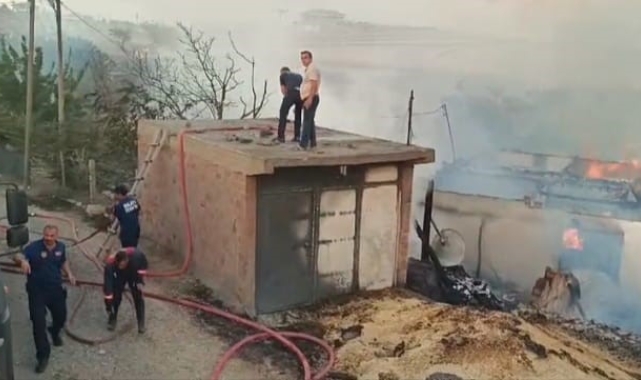 600 dönümlük alandaki anız yangınında 1 ev kül oldu