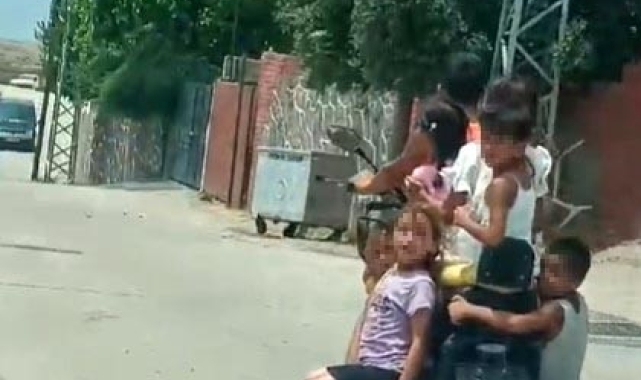 8 çocuk elektrikli motosikletle firarda, o anlar kamerada