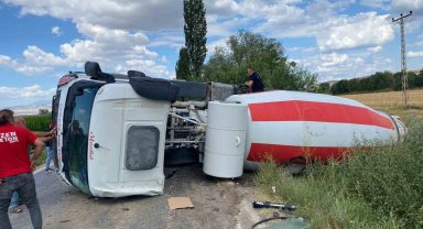 Amasya'da beton mikseri devrildi: 1 yaralı