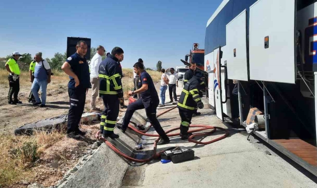 Amasya'da yolcu otobüsünde korkutan yangın