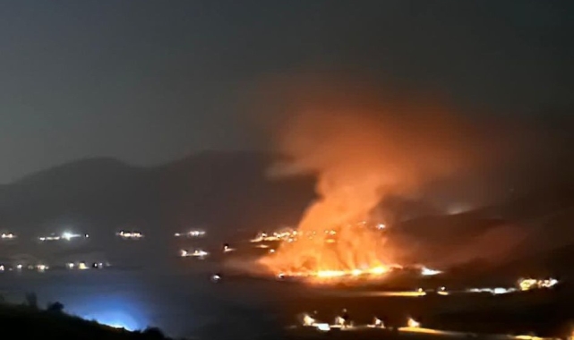 Anız yangını kilometrelerce uzaktan görüntülendi