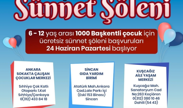 Ankara Büyükşehir 'Toplu Sünnet Şöleni' için kayıtlar başlıyor