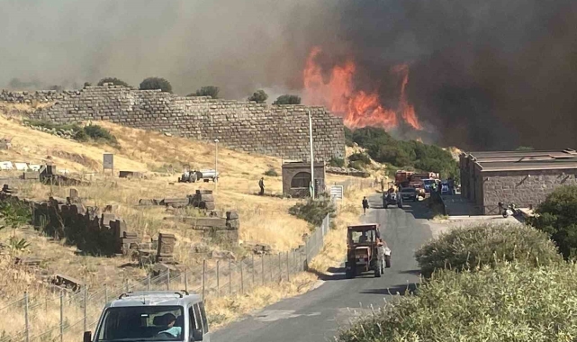 Ayvacık'ta makilik alanda çıkan yangın antik kente sıçradı