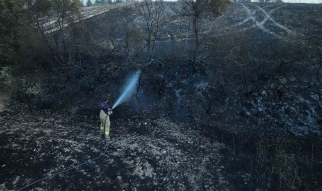 Bigadiç'te yanan alanlar havadan böyle görüntülendi