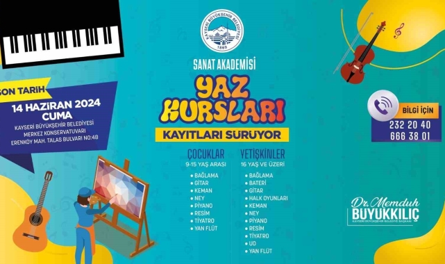 Büyükşehir Belediyesi Sanat Akademisi Yaz Kursları kayıtları sürüyor