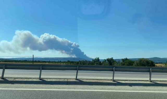 Çanakkale'de orman yangını, gemi trafiği askıya alındı