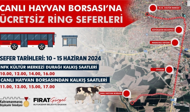 Canlı hayvan borsasına ücretsiz otobüs seferleri