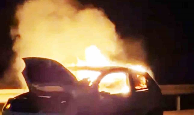 Datça yolunda araç yangını