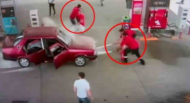 Diyarbakır'da akaryakıt istasyonunda facianın eşiğinden dönüldü... O anlar kamerada