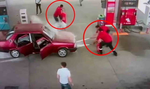 Diyarbakır'da akaryakıt istasyonunda facianın eşiğinden dönüldü... O anlar kamerada