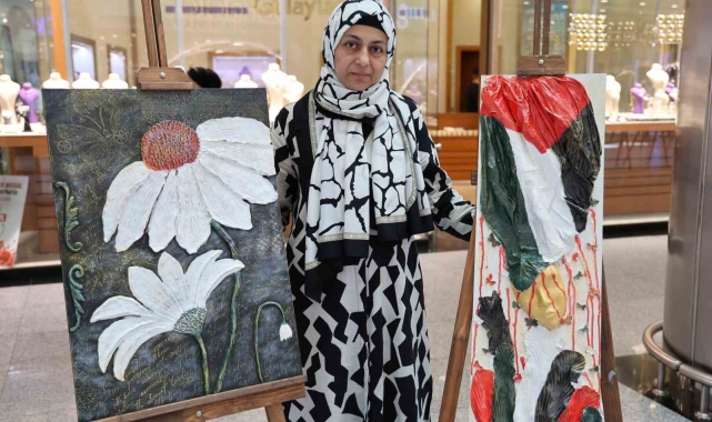 Diyarbakır'da Filistin temalı resim sergisi: 22 parça eserin geliri Gazze'ye gönderilecek