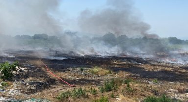 Düzce'de çöplük alanda çıkan yangın buğday ve mısır tarlalarına sıçradı