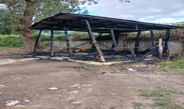 Düzce'de Kültür Park alanındaki kulübede çıkan yangın söndürüldü