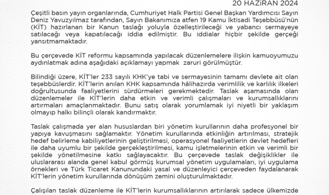 Hazine ve Maliye Bakanlığından, CHP Genel Başkan Yardımcısı Yavuzyılmaz'a yalanlama