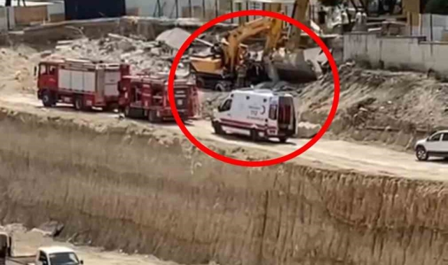 İstinat duvarı iş makinasının üzerine devrildi, sıkışan operatör kurtarıldı
