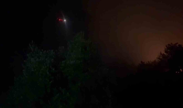İzmir'de başlayıp Aydın'a sıçrayan orman yangınına gece görüşlü helikopterler ile müdahale ediliyor