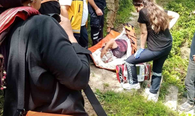 Kalp krizi geçiren yaşlı kadına sağlık ekiplerinde patika yolda müdahale