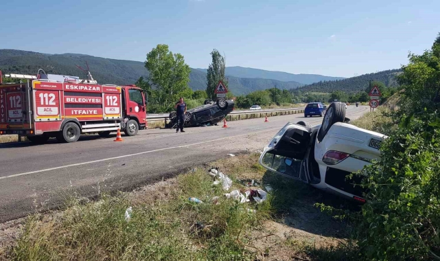 Karabük'te çarpışan iki otomobil takla attı: 1 ölü, 5 yaralı