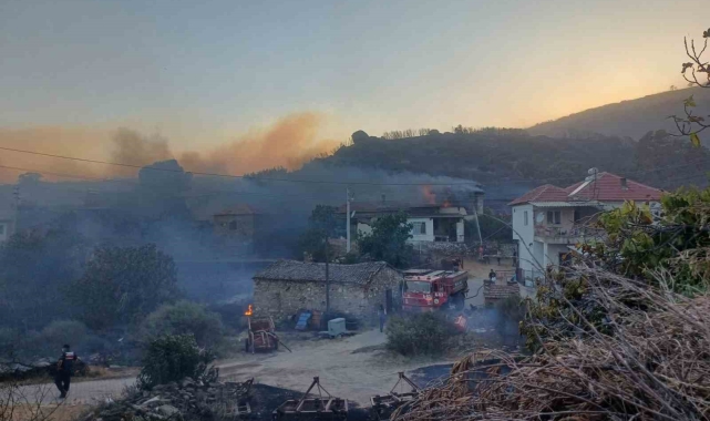 Manisa'daki yangına müdahale sürüyor: 300 hektar alan ile evler zarar gördü