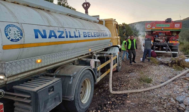 Nazilli Belediyesi'nden Kuşadası'ndaki yangının söndürme çalışmalarına destek