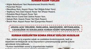 Niğde'de Kurban Kesim Yerleri Belirlendi