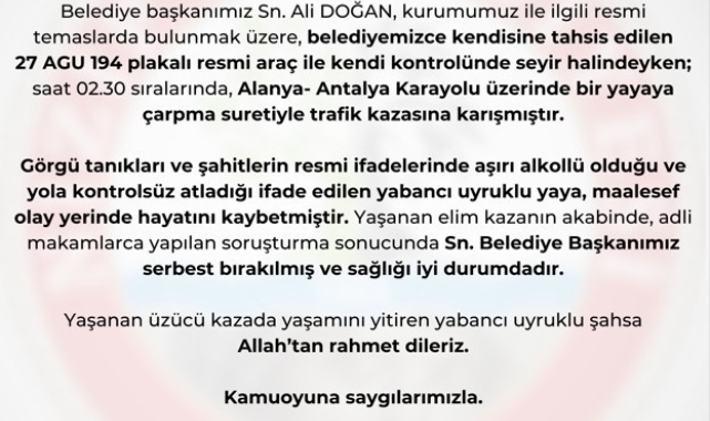 Nizip Belediye Başkanı Doğan'ın çarptığı yaya hayatını kaybetti
