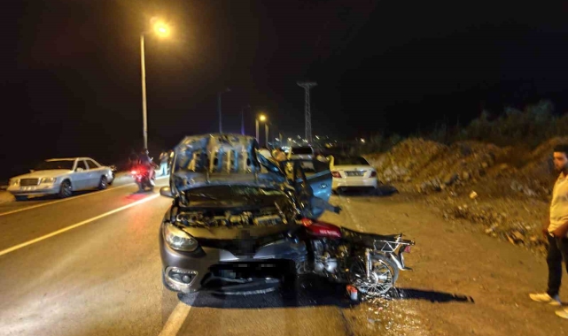 Otomobille çarpışan motosikletteki 1 kişi öldü