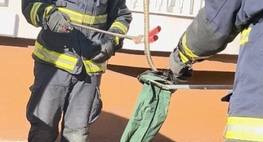 Park halindeki cipe giren yılanı, itfaiye ekipleri çıkardı