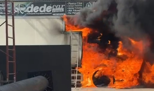 Park halindeki tır alev aldı, kısa sürede kullanılamaz hale geldi