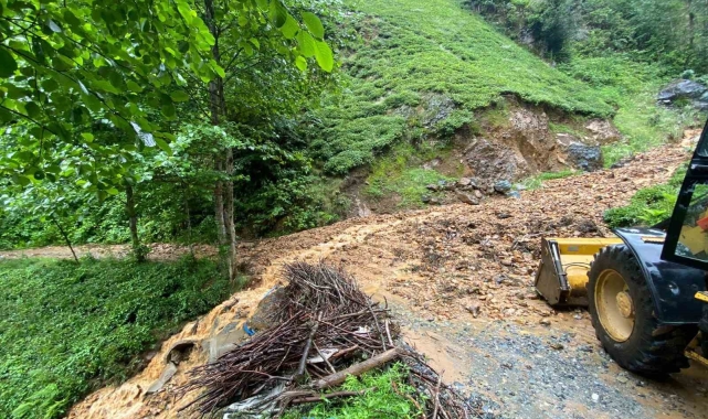 Rize'de şiddetli yağışta heyelanlar meydana geldi
