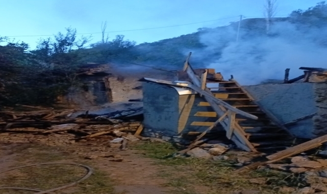 Şebinkarahisar'daki yangında ahşap ev kullanılamaz hale geldi