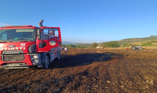 Tokat'ta çıkan yangında yaklaşık 6 dönüm buğday ekili arazi zarar gördü