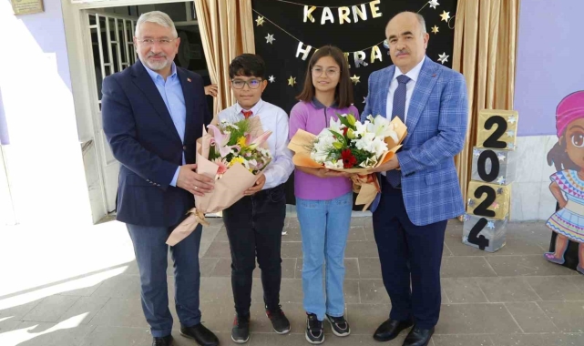 Vali Dağlı ve Başkan Aşgın öğrencilerin karne heyecanına ortak oldu