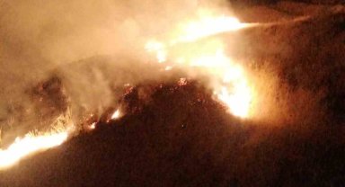 Anız yangınına itfaiye anında müdahale etti