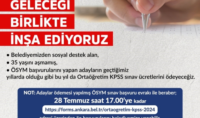 Ankara Büyükşehir, KPSS Ortaöğretim Sınavı'na gireceklerin ücretlerini karşılayacak