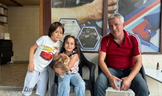 Artvin&#039;de esnaf kalp masajıyla hayata döndürdüğü kedi yavrusuna iş yerinde bakıyor