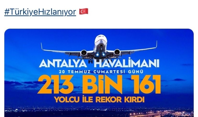 Bakan Uraloğlu Antalya Havalimanı'nın yeni rekorunu duyurdu