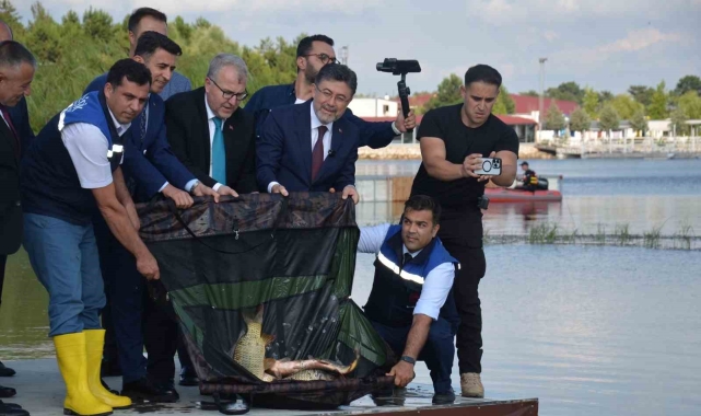 Bakan Yumaklı, Pelitözü Göleti'ne 200 adet sazan balığı salımı gerçekleştirdi