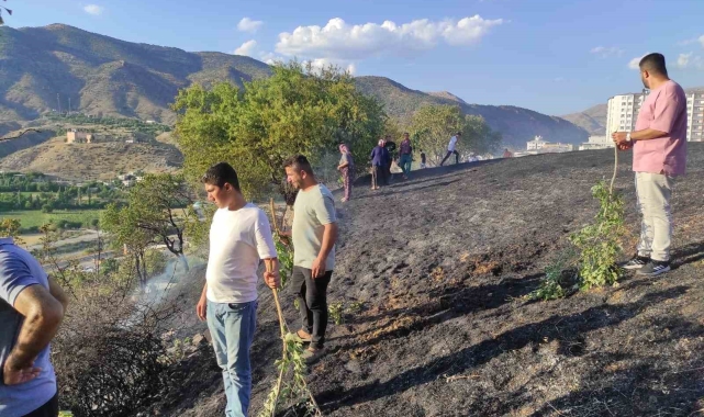 Batman'da mahallede çıkan yangını vatandaşlar kovalarla söndürdü