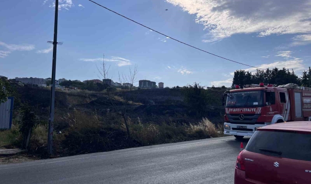 Beylikdüzü'nde otluk alanda korkutan yangın